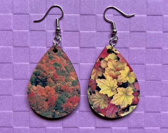 Herbst Ohrringe: Herbstblätter, Herbstfarben, Ahornblatt, sublimiert, beste Geschenke für sie / ihn