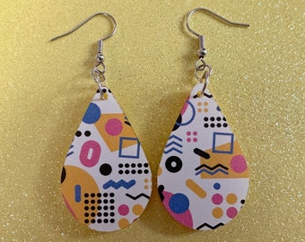 Retro Pettern Earrings: Laser Cut Acrylic Earrings, Colorful, Fun, Old School, Shapes, Colors, Patterns, Unique, Best Gifts for Her/Him/Them