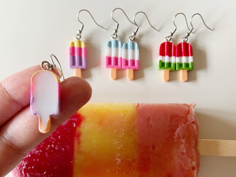 Ice Cream Earrings Pop Popsicle Frozen Fruit Dessert Etsy