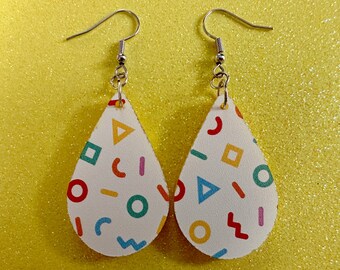 Retro Pettern Earrings: Laser Cut Acrylic Earrings, Colorful, Fun, Old School, Shapes, Colors, Patterns, Unique, Best Gifts for Her/Him/Them
