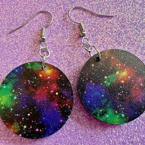 Galaxy Earrings: Laser Cut Acrylic Space Earrings, Astronomy, Stars, Night, Planets, Astrology, NASA, Nebula, Magic, Gifts for Her/Him/Them
