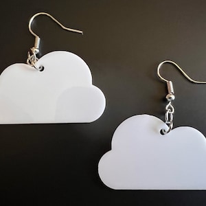 Cloud Earrings: Laser Cut Acrylic Clouds, Stormy Weather, Climate, Novely Earrings, Costume Jewelry, Best Gifts for Her/Him/Them