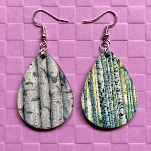 Birch Earrings: Birch Bark, Birch Trees, Forest, Sublimated Earrings, Best Gifts for Her/Him/Them