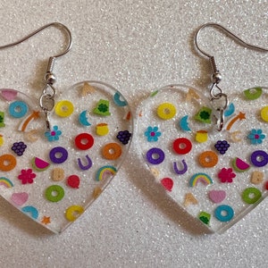 Nostalgic Cereal Earrings: Laser Cut Acrylic Cereal, Breakfast, Colorful, Rainbows, Retro, Nostalgia, Food Earrings, Gifts for Her/Him/Them