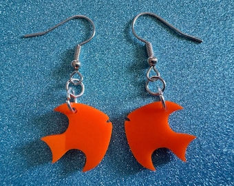 Goldfish Earrings: Laser Cut Acrylic Gold Fish, Fishbowl, Aquarium, Animals, Orange Fishes, Best Gifts for Her/Him/Them