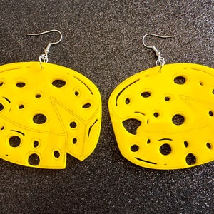 Cheese Wheel Earrings: Laser Cut Acrylic Cheese, Wheel of Cheese, Dairy, Cow, Swiss Cheese, Slices, Food Earrings, Gifts for Her/Him/Them