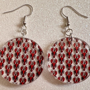Red Lobster Earrings: Laser Cut Acrylic Lobsters, Aquarium, Ocean Animals, Sea Creatures, Fish Tank, Fisherman, BestGifts for Her/Him/Them