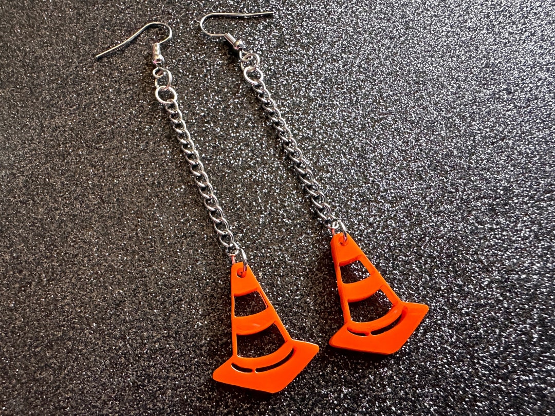Traffic Cone Dangle Earrings - Creative Statement Jewelry For Women