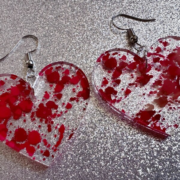 Blood Splatter Earrings: Laser Cut Acrylic Halloween Bloody Splashes, Halloween, Murder, Victim, Corpse, Crime, Best Gifts for Her/Him/Them