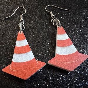 Small Traffic Cone Earrings: Laser Cut Acrylic Cones, Car, Driving School, Road Trip, Emergency, Emergencies, Best Gifts for Her/Him/Them