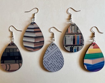 Book Earrings: Reading, Words, Library, Pages, Back to School, Unique Gifts for Her/Him/Them