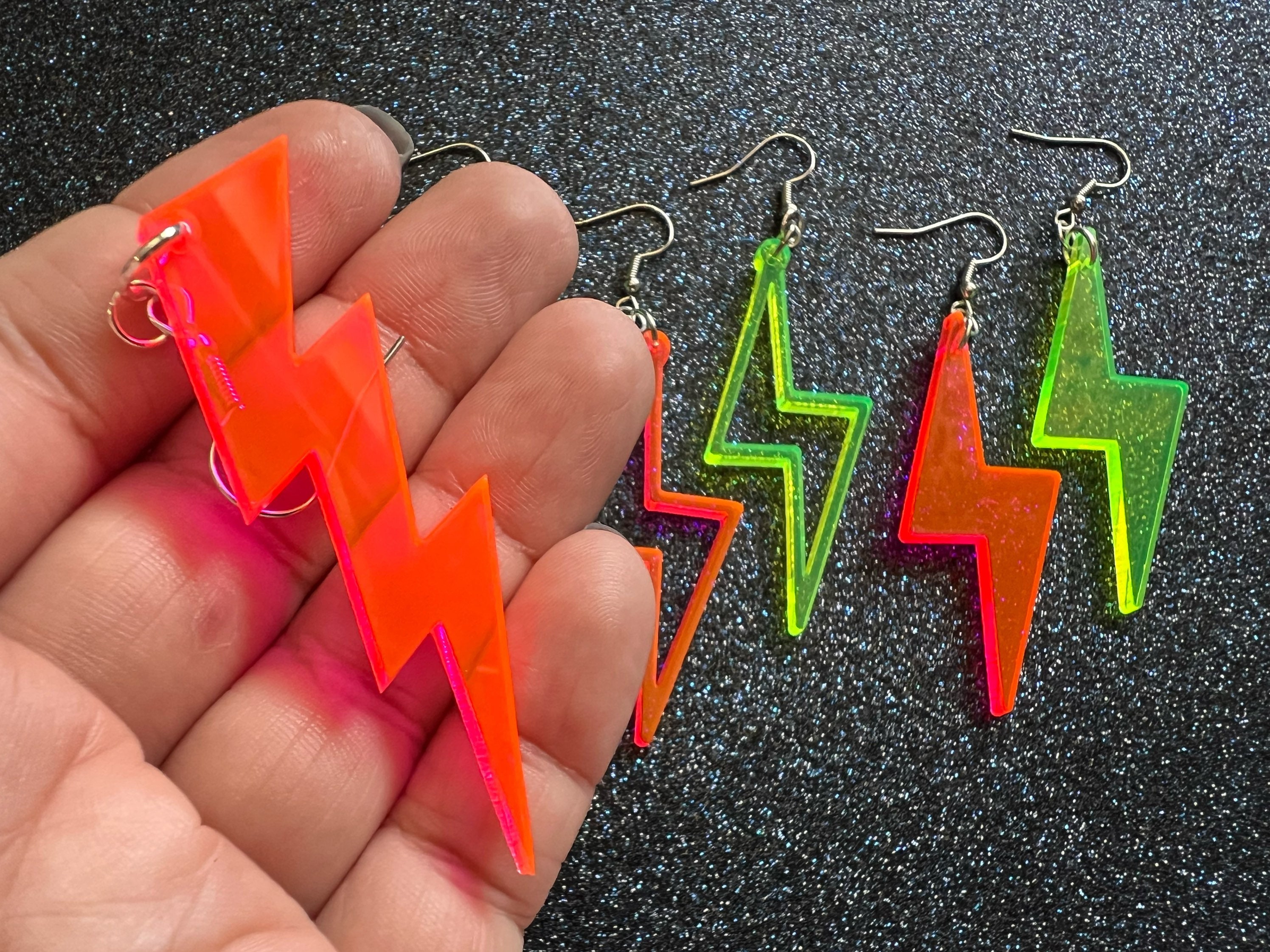 Neon lightning hotsell bolt earrings