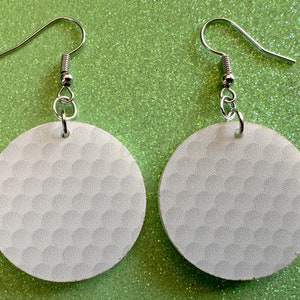 Golf Earrings: Laser Cut Acrylic Golf Print Earrings, Sports, Golfer, Golfing, Golf Balls, Retirement, Sport, Best Gifts for Her/Him/Them