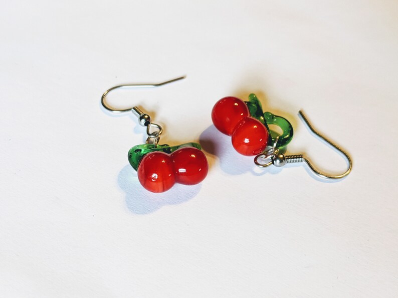 Cherry Earrings glass Cherries Fruit Summer Vibes Food Etsy