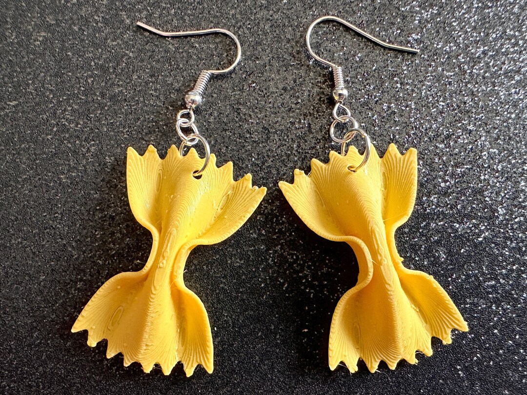 Bow Tie Pasta Earrings 3D Printed Farfalle Earrings, Italian Food, Novelty Earrings, Butterfly