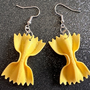 Bow Tie Pasta Earrings: 3D Printed Farfalle Earrings, Italian Food, Novelty Earrings, Butterfly Pasta, Best Gifts for Her/Him/Them