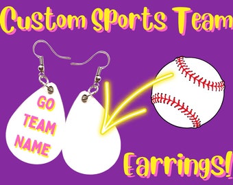 Custom Sports Team Earrings, Your Team Here: Sport, Football, Soccer, Tennis, Baseball, Any Photo, Sublimated, Best Gift For Her/Him/Them