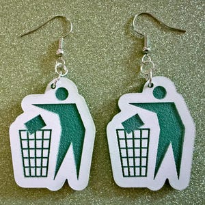 Recycling Earrings: Laser Cut Acrylic Recycle Symbols Man Recycling Icon, Earth Day, Green Earrings, Environment Best Gifts for Her/Him/Them