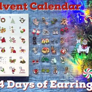 Advent Calendar (Earring-licious): 24 Days of Christmas Earrings, Christmas Gift, Present, Gifts for Her/Him/Them