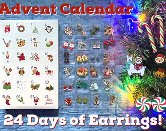 Advent Calendar (Earring-licious): 24 Days of Christmas Earrings, Christmas Gift, Present, Gifts for Her/Him/Them