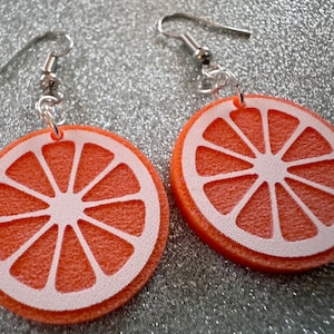 Orange Earrings: Laser Cut Acrylic Oranges, Fruit, Citrus, Oranges, Food Earrings, Sliced Oranges, Best Gifts for Her/Him/Them