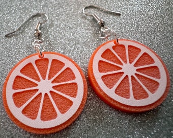 Orange Earrings: Laser Cut Acrylic Oranges, Fruit, Citrus, Oranges, Food Earrings, Sliced Oranges, Best Gifts for Her/Him/Them
