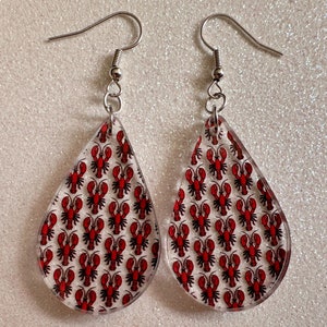 Red Lobster Earrings: Laser Cut Acrylic Lobsters, Aquarium, Ocean Animals, Sea Creatures, Fish Tank, Fisherman, BestGifts for Her/Him/Them