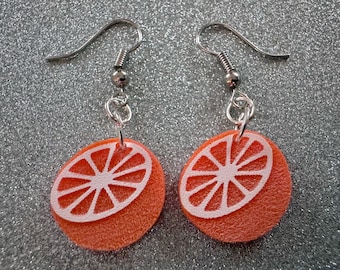 Orange Earrings: Laser Cut Acrylic Oranges, Fruit, Citrus, Oranges, Food Earrings, Sliced Oranges, Best Gifts for Her/Him/Them