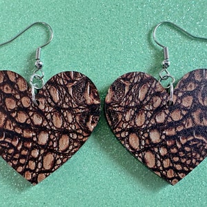 Faux Crocodile Skin Earrings: Laser Cut Acrylic Alligators, Reptile, Animals, Scales, Animal Print, Crocodiles, Best Gifts for Her/Him/Them