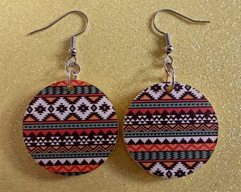 Aztec Design Earrings: Laser Cut Acrylic Earrings, Travel, Pattern, Culture, Cultural, Colorful, Design, Unique, Best Gifts for Her/Him/Them