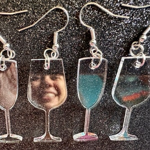 Empty Wine & Champagne Glass Earrings: Laser Cut Acrylic Wine Glasses, Vineyard, Alcohol, Girls Night, Drinking, Gifts for Her/Him/Them