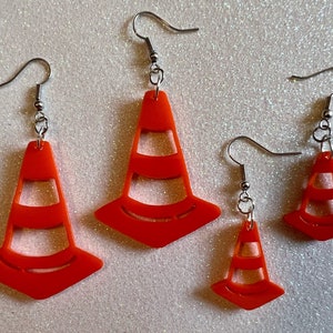 Traffic Cone Earrings: Laser Cut Acrylic Cones, Car, Driving School, Road Trip, Best Gifts for Her/Him/Them