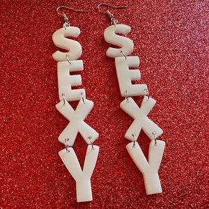 Sexy Earrings: Laser Cut Words, Funny, Halloween, Cute, Girlfriends, Bachelorette, BFFs, Anniversary, Best Gifts for Her/Him/Them