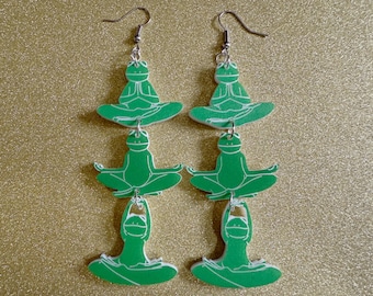 Zen Frog Earrings: Laser Cut Acrylic Yoga Frogs, Yogi Frogs, Animals, Novelty Earrings, Green Earrings, Animals, Best Gifts for Her/Him/Them