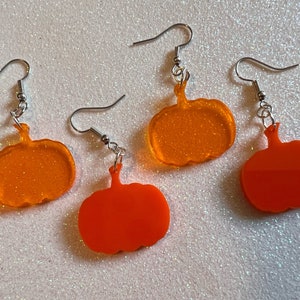 Small Pumpkin Halloween Earrings: Laser Cut Acrylic Pumpkins, Jack-O-Lantern, Scary, Spooky, Horror, Best Gifts for Her/Him/Them