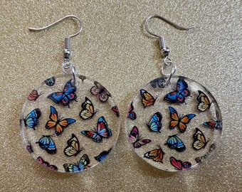 Colorful Butterfly Earrings: Laser Cut Acrylic Butterflies, Summer, Monarch, Blue Morpho, Fly, Insects, Bugs, Best Gifts for Her/Him/Them