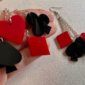 thumbnail image 2 of Playing Card Earrings King Queen Jack Heart Spades Heart 2 of 11
