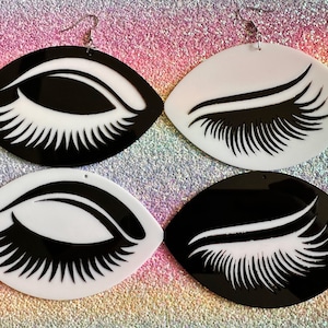 Giant Unique Eye Earrings: Laser Cut Acrylic Eyes, Eyebrows, Eyelashes, Beautiful, Makeup, Novelty, Statement, Gifts for Her/Him/Them