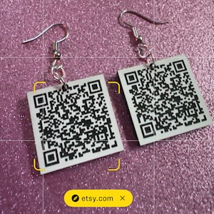 Benutzerdefinierte QR-Code-Ohrringe: Laser geschnittene QR-Codes, fördern Ihr Geschäft, Visitenkarten-Ohrringe, Werbeohrring, die besten Geschenke für Sie / Ihn / Sie