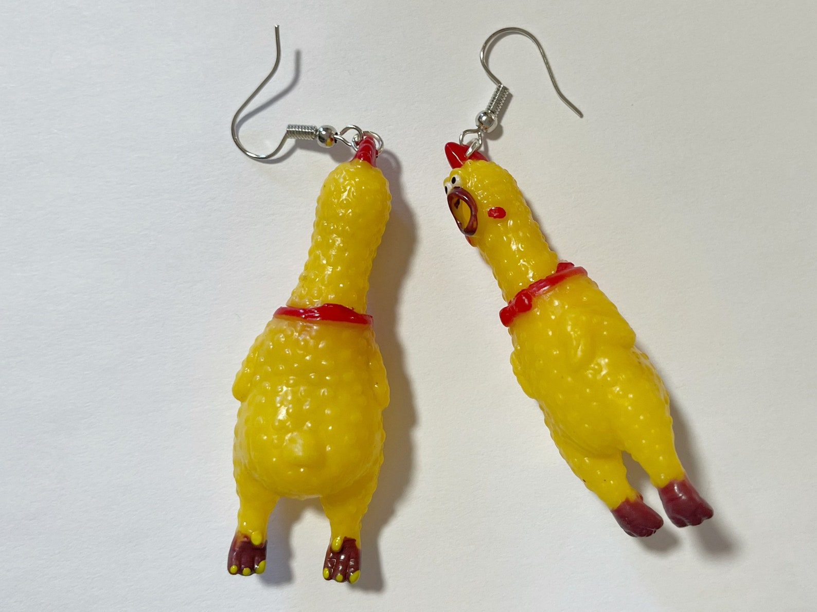 Rubber Chicken Earrings Screaming Chicken Squeaking Toy Etsy