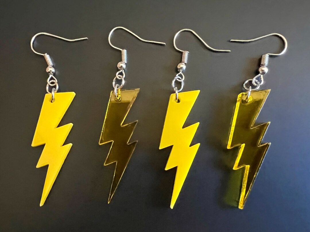 Lightning Earrings Laser Cut Acrylic Lightning Bolt Earrings, Stormy