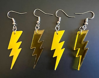 Lightning Earrings: Laser Cut Acrylic Lightning Bolt Earrings, Stormy Weather, Electric, Nature, Climate, Gifts for Her/Him/Them