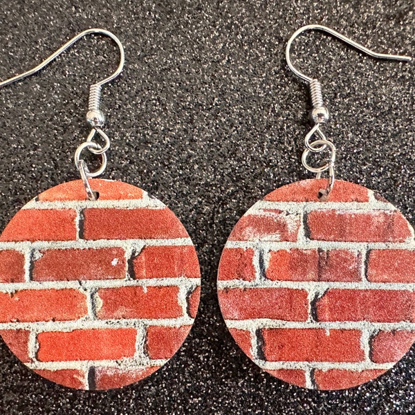 Red Brick Earrings: Laser Cut Acrylic Bricks, Brick Wall, Construction, Brick, Architecture, Building, Preppy, Best Gifts for Her/Him/Them