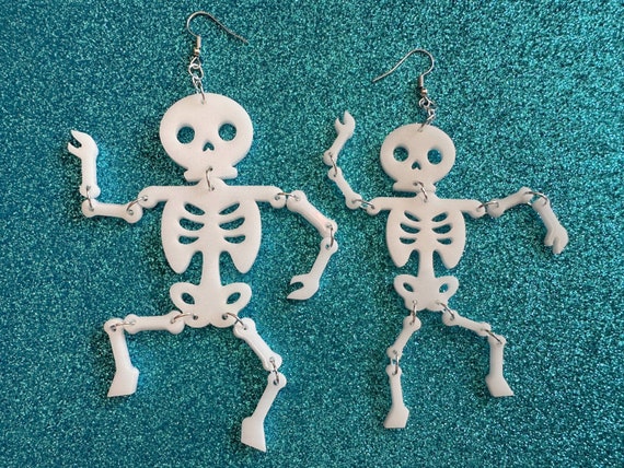 Halloween Skeleton Manatee Shrink Plastic Earrings