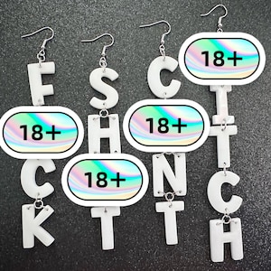 Swear Word Earrings: Laser Cut Words, Gag Gift, BFFS, Best Friend Gift, Girlfriends, Funny Bachelorette, Anniversary, Gifts for Her/Him/Them