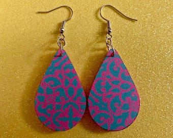 Optical Illusion Earrings: Laser Cut Acrylic Earrings, Art, Pink & Blue Earrings, Symmetrical Pattern, Unique,  Best Gifts for Her/Him/Them