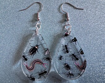 Insect Earrings: Laser Cut Acrylic Insects, Bugs, Ant, Spider, Centipede, Fly, Beetle, Animals, Entomology, Zoo, Best Gifts for Her/Him/Them
