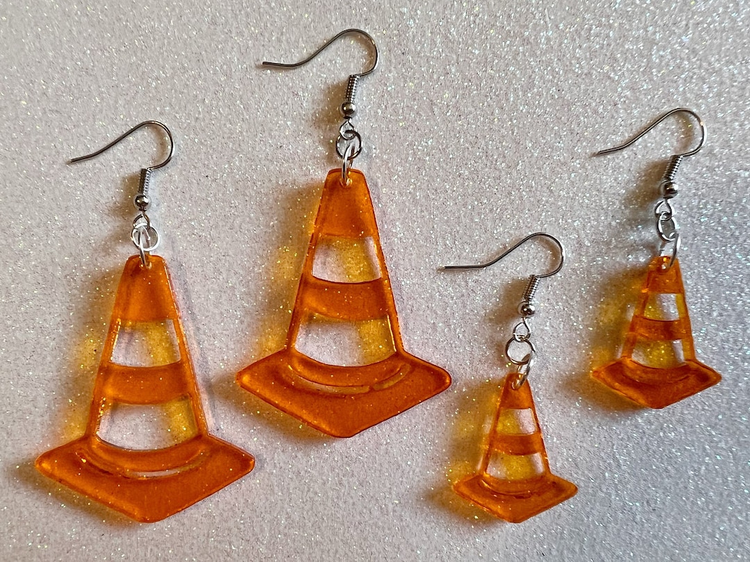 Traffic Cone Earrings Laser Cut Acrylic Cones, Car, Driving School