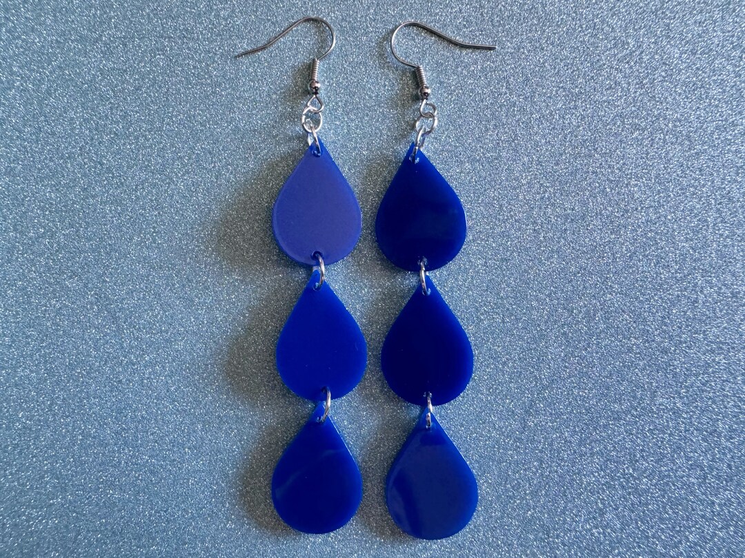Rain Earrings: Laser Cut Acrylic Raindrops, Rain Drops, Drop, Tear ...