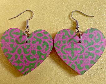 Optical Illusion Earrings: Laser Cut Acrylic Earrings, Art, Pink & Green Earrings, Symmetrical Pattern, Unique,  Best Gifts for Her/Him/Them